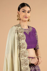 Purple Raw Silk And Chanderi LehengaDSC04999