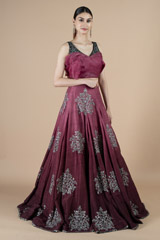 Pink And Maroon Ombre Top Bottom SetDSC08435
