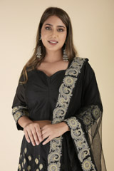 Black Embroidered Lehenga Set_DTR1123