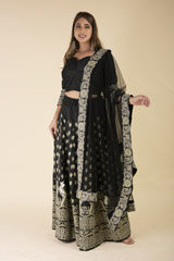Black Embroidered Lehenga Set_DTR1124