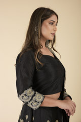 Black Embroidered Lehenga Set_DTR1125