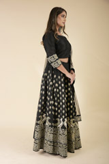 Black Embroidered Lehenga Set_DTR1126