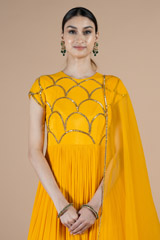 Yellow Scallop Anarkali SetDSC08472