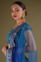 Blue Rayon Crepe embellished LehengaDSC03243