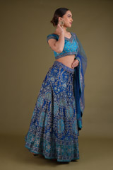 Blue Rayon Crepe embellished LehengaDSC03245