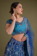 Blue Rayon Crepe embellished LehengaDSC03246