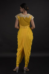 Yellow Fusion Dhoti Kurta Set_DTR9610