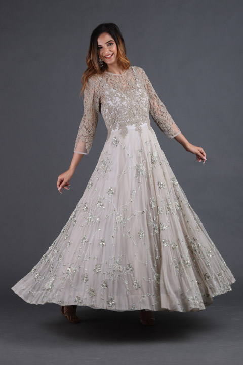 Grey Embellished Gown