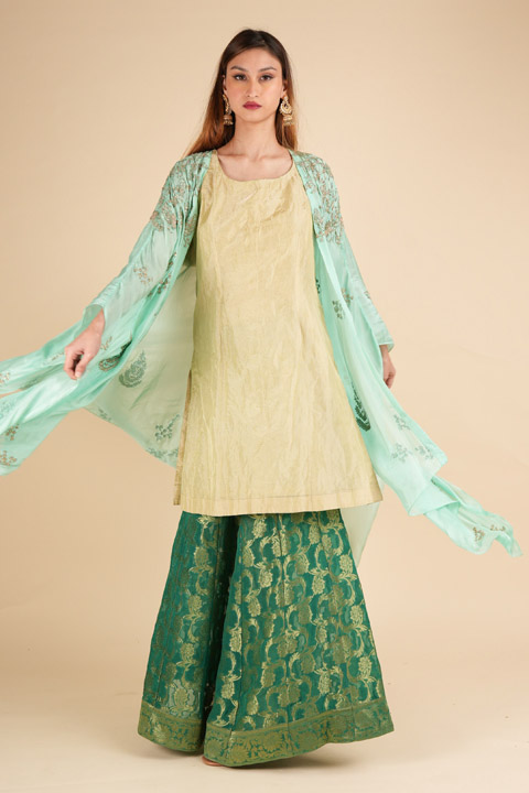 Green Gharara Set