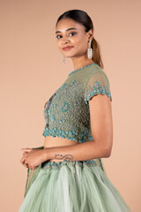 Layered Sea Green LehengaDSC09512