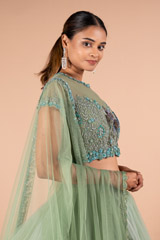 Layered Sea Green LehengaDSC09514