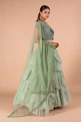 Layered Sea Green LehengaDSC09516
