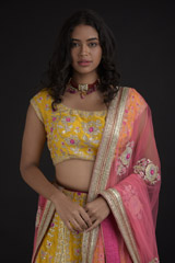 Yellow Gota Embroidered Lehenga Set_SUB8255