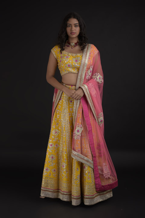 Yellow Gota Embroidered Lehenga Set