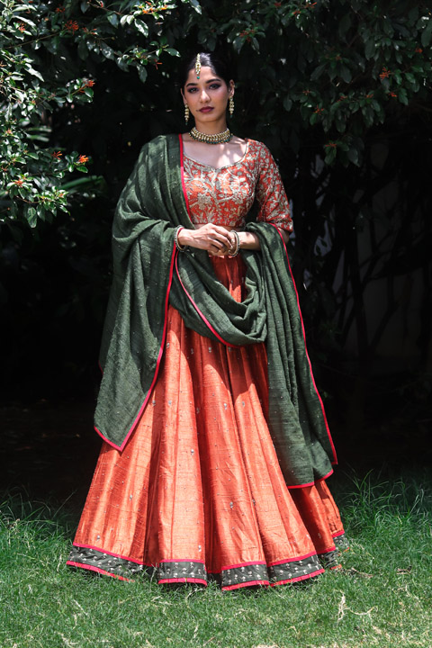 Orange Lehenga Set