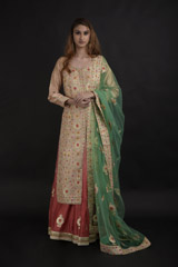 Beige Silk Lehenga Set_DTR0898
