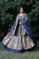 Blue Banarasi Silk Lehenga10