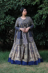 Blue Banarasi Silk Lehenga6