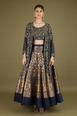 Blue Banarasi Silk LehengaDSC02160