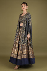 Blue Banarasi Silk LehengaDSC02167