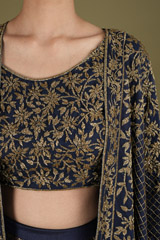 Blue Banarasi Silk LehengaDSC02169