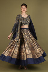 Blue Banarasi Silk LehengaDSC02170
