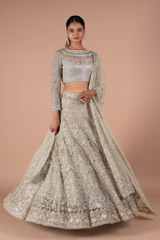 Sea Green Jaal Work Lehenga Set