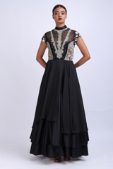 Black High Collar Layered Gown1493_video