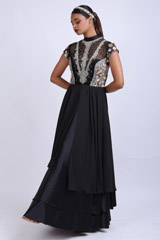 Black High Collar Layered GownIMG_7655