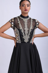 Black High Collar Layered GownIMG_7675