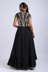 Black High Collar Layered GownIMG_7691