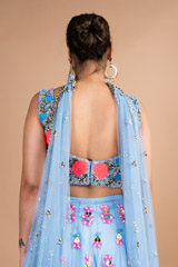 Blue Tulle Embellished LehengaDSC09701