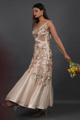 Beige 3D Abstract Embroidered GownIMG_6256