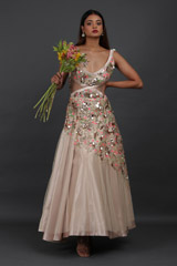 Beige 3D Abstract Embroidered GownIMG_6264