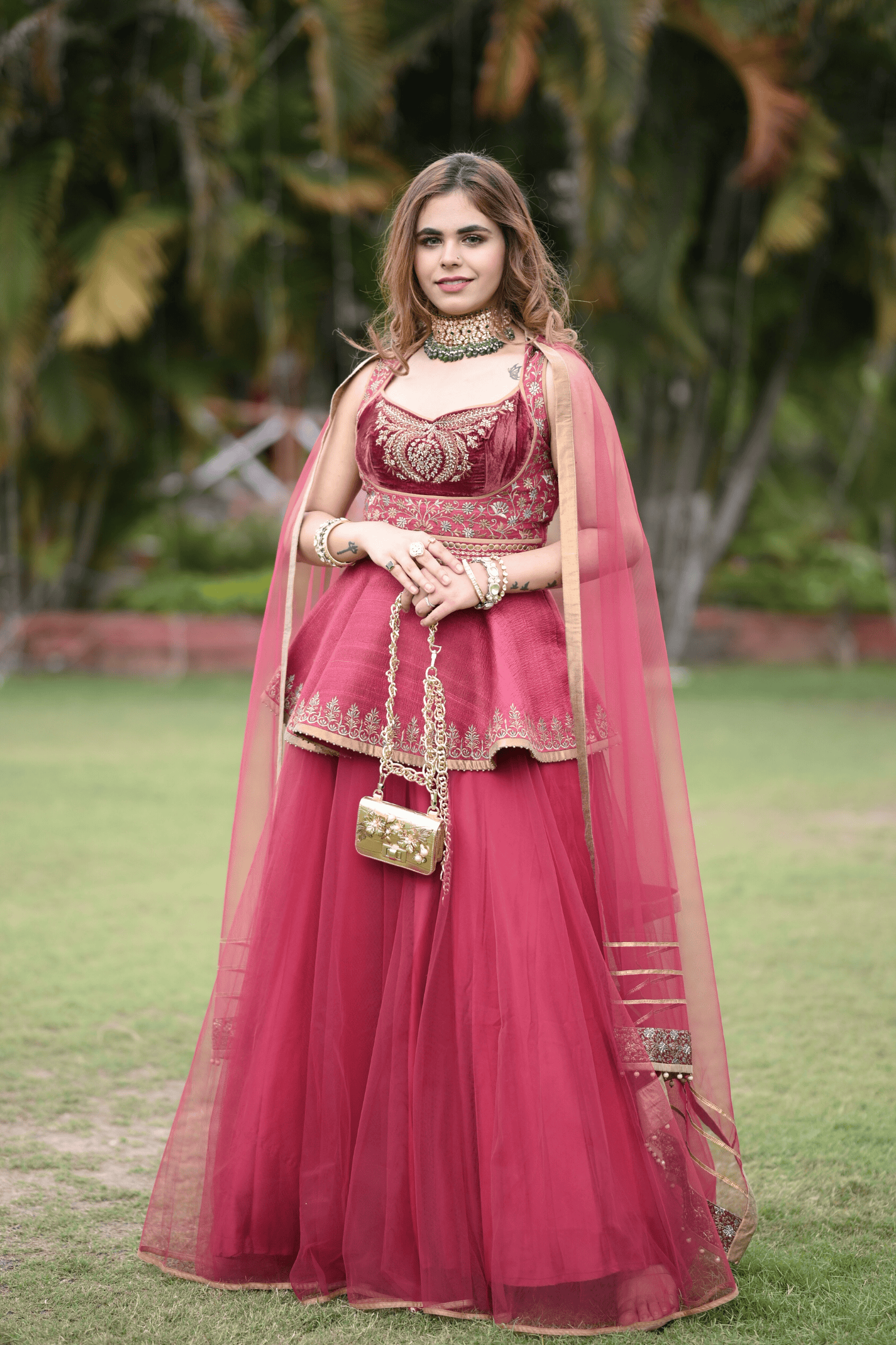 Maroon Peplum Lehenga