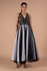 Black And Ivory 3D Embroidered GownDSC09284