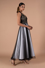 Black And Ivory 3D Embroidered GownDSC09291