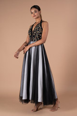 Black And Ivory 3D Embroidered GownDSC09294