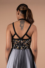 Black And Ivory 3D Embroidered GownDSC09299