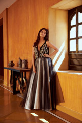 Black And Ivory 3D Embroidered GownPG1_9983