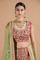 Pink Green Gota Lehenga_DTR4578