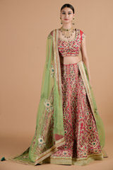 Pink Green Gota Lehenga_DTR4580