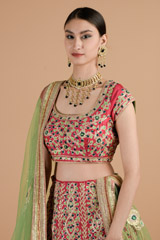 Pink Green Gota Lehenga_DTR4582