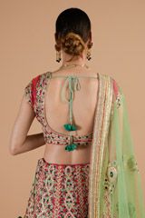 Pink Green Gota Lehenga_DTR4586