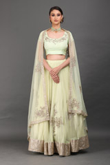 Green Sequins Embroidered Lehenga