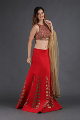 Red Neoprene LehengaIMG_3581
