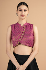 Fuchsia Pink Brocade Saree BlouseDSC00891