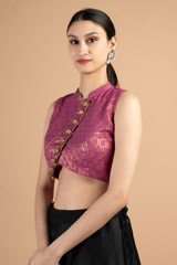 Fuchsia Pink Brocade Saree BlouseDSC00892