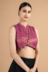 Fuchsia Pink Brocade Saree BlouseDSC00893