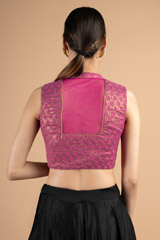 Fuchsia Pink Brocade Saree BlouseDSC00896